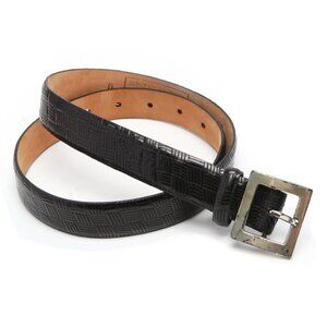 Vintage J. Peterman's MOVIE LEGENDS Leather Belt Crosshatch Black USA Seinfeld